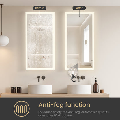 Beijing 18" W x 40" H Rectangular Acrylic Frameless LED Wall Mount Bathroom Vanity Mirror