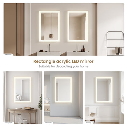 Beijing 24" W x 40" H Rectangular Acrylic Frameless LED Wall Mount Bathroom Vanity Mirror
