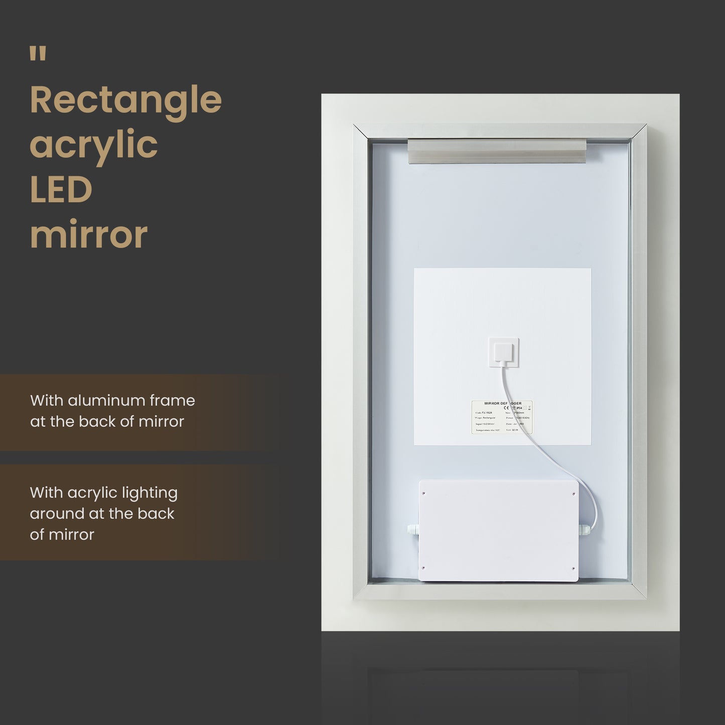Beijing 24" W x 40" H Rectangular Acrylic Frameless LED Wall Mount Bathroom Vanity Mirror