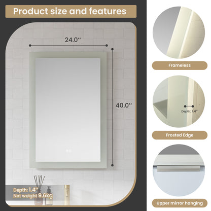Beijing 24" W x 40" H Rectangular Acrylic Frameless LED Wall Mount Bathroom Vanity Mirror