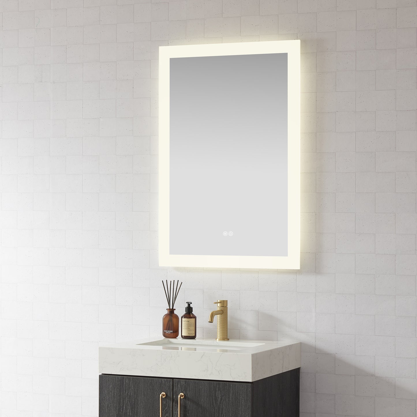 Beijing 24" W x 40" H Rectangular Acrylic Frameless LED Wall Mount Bathroom Vanity Mirror