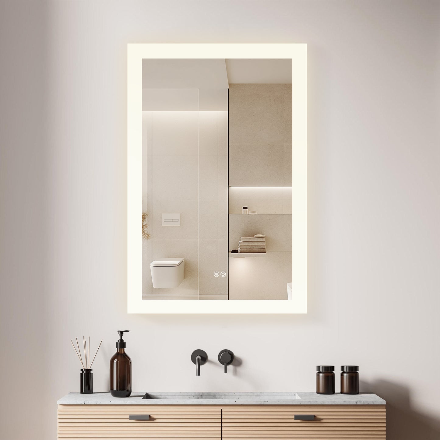 Beijing 24" W x 40" H Rectangular Acrylic Frameless LED Wall Mount Bathroom Vanity Mirror