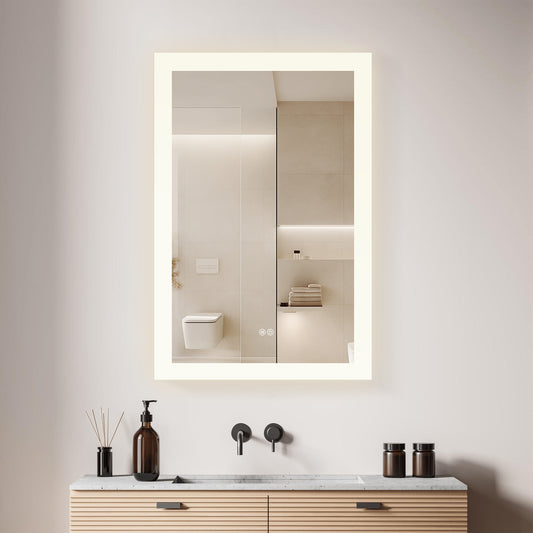 Beijing 24" W x 40" H Rectangular Acrylic Frameless LED Wall Mount Bathroom Vanity Mirror