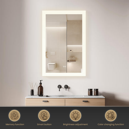 Beijing 24" W x 40" H Rectangular Acrylic Frameless LED Wall Mount Bathroom Vanity Mirror
