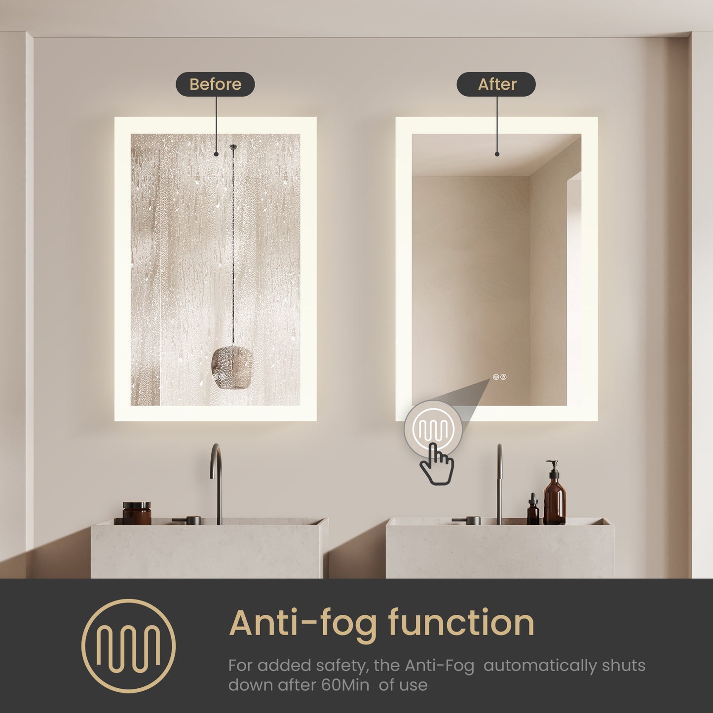 Beijing 24" W x 40" H Rectangular Acrylic Frameless LED Wall Mount Bathroom Vanity Mirror