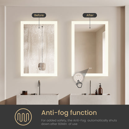 Beijing 24" W x 40" H Rectangular Acrylic Frameless LED Wall Mount Bathroom Vanity Mirror