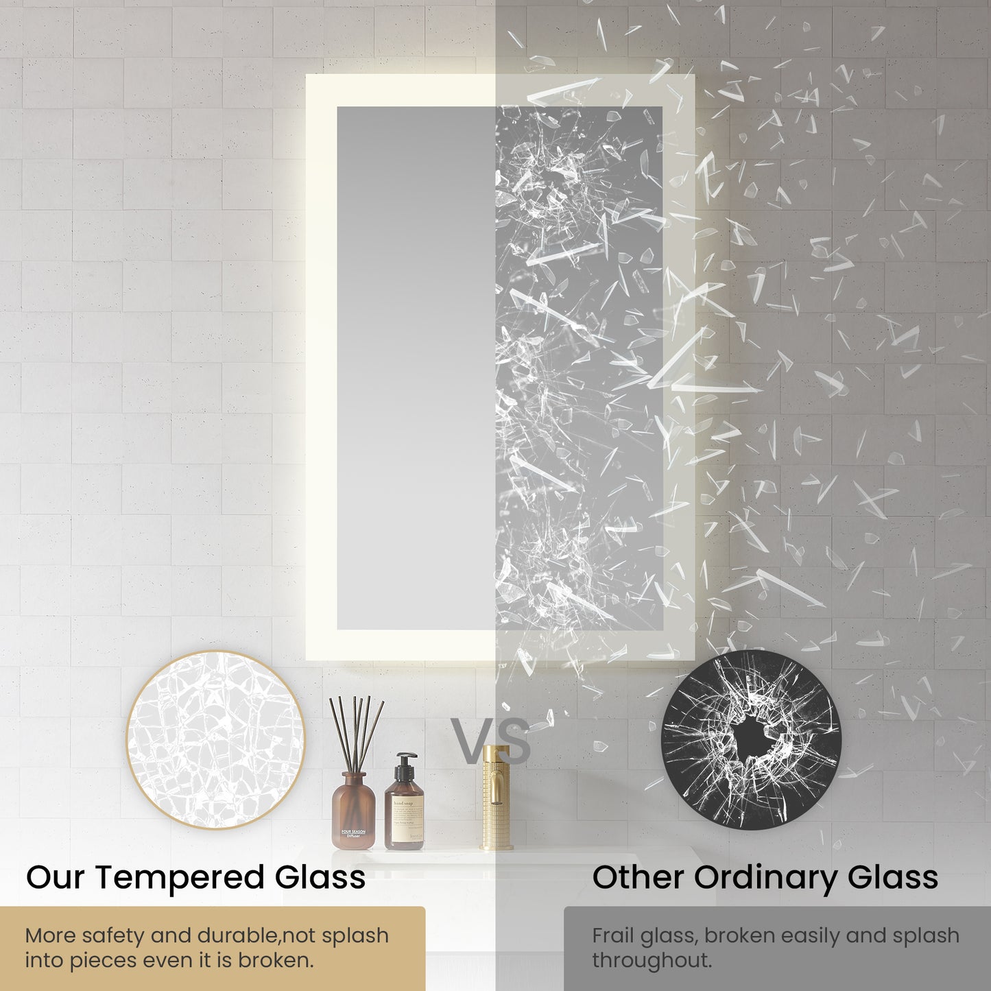 Beijing 24" W x 40" H Rectangular Acrylic Frameless LED Wall Mount Bathroom Vanity Mirror