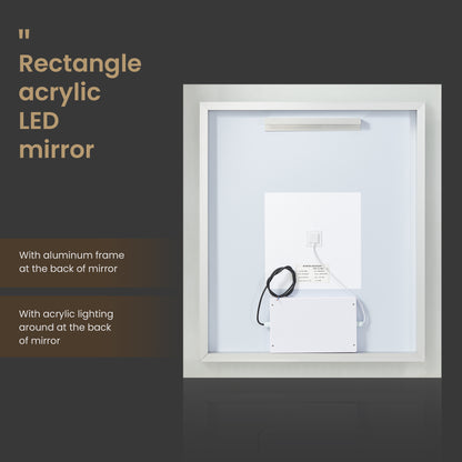 Beijing 32" W x 36" H Rectangular Acrylic Frameless LED Wall Mount Bathroom Vanity Mirror