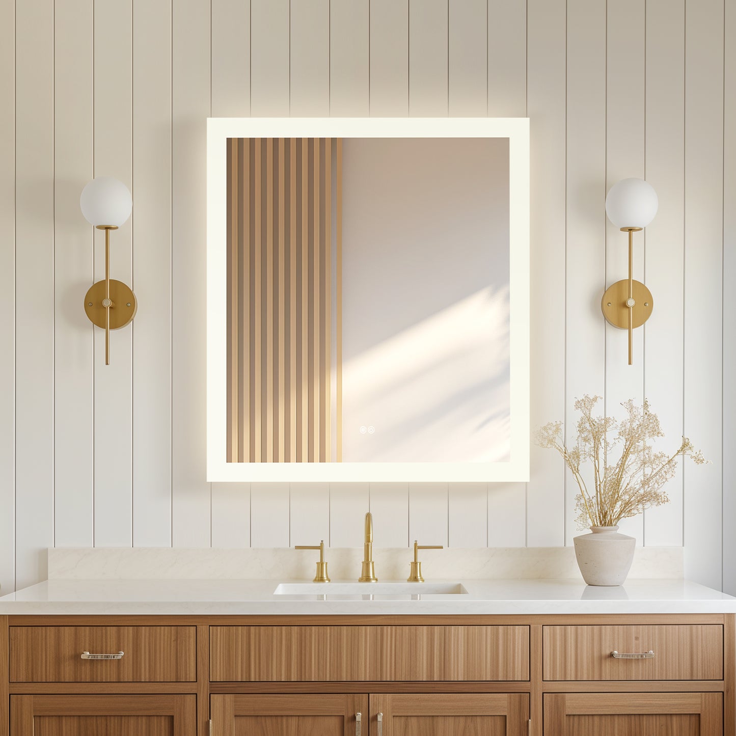 Beijing 32" W x 36" H Rectangular Acrylic Frameless LED Wall Mount Bathroom Vanity Mirror
