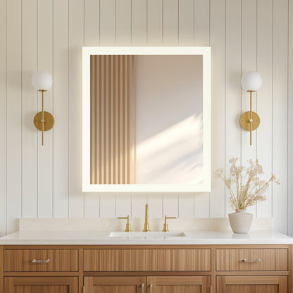 Beijing 32" W x 36" H Rectangular Acrylic Frameless LED Wall Mount Bathroom Vanity Mirror