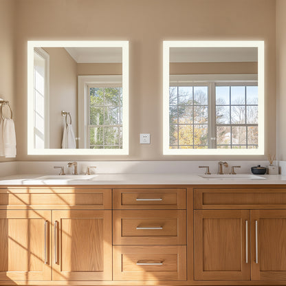 Beijing 32" W x 36" H Rectangular Acrylic Frameless LED Wall Mount Bathroom Vanity Mirror