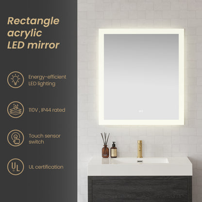 Beijing 32" W x 36" H Rectangular Acrylic Frameless LED Wall Mount Bathroom Vanity Mirror