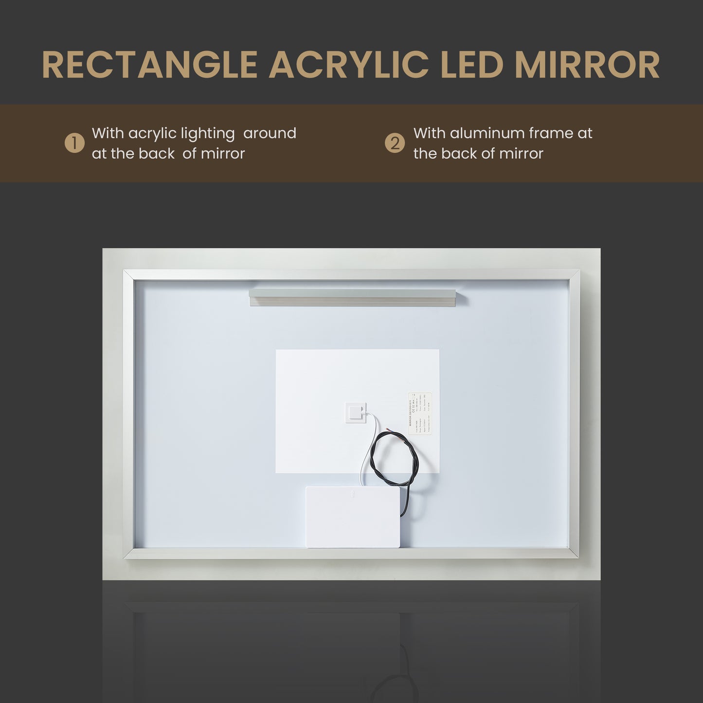 Beijing 48" W x 32" H Rectangular Acrylic Frameless LED Wall Mount Bathroom Vanity Mirror