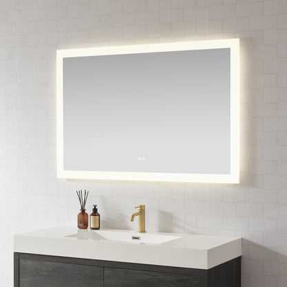 Beijing 48" W x 32" H Rectangular Acrylic Frameless LED Wall Mount Bathroom Vanity Mirror