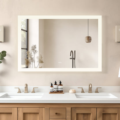 Beijing 48" W x 32" H Rectangular Acrylic Frameless LED Wall Mount Bathroom Vanity Mirror