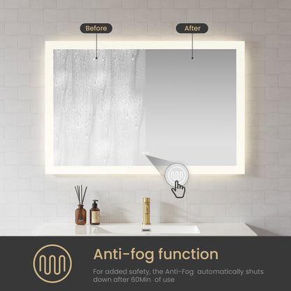 Beijing 48" W x 32" H Rectangular Acrylic Frameless LED Wall Mount Bathroom Vanity Mirror