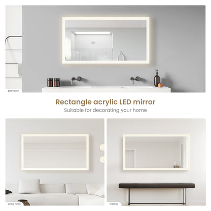Beijing 60" W x 32" H Rectangular Acrylic Frameless LED Wall Mount Bathroom Vanity Mirror