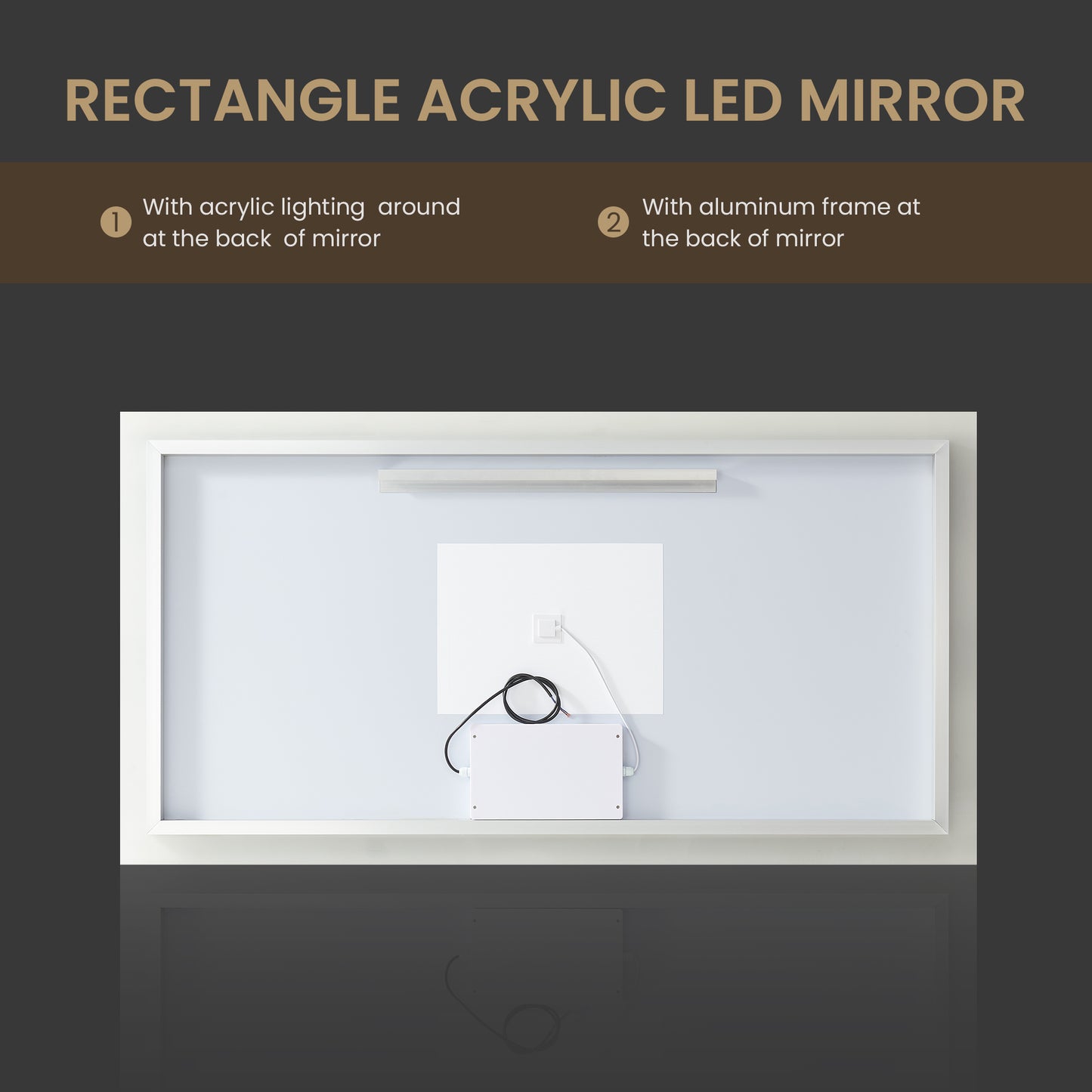 Beijing 60" W x 32" H Rectangular Acrylic Frameless LED Wall Mount Bathroom Vanity Mirror
