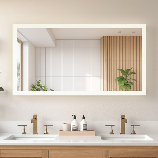 Beijing 60" W x 32" H Rectangular Acrylic Frameless LED Wall Mount Bathroom Vanity Mirror