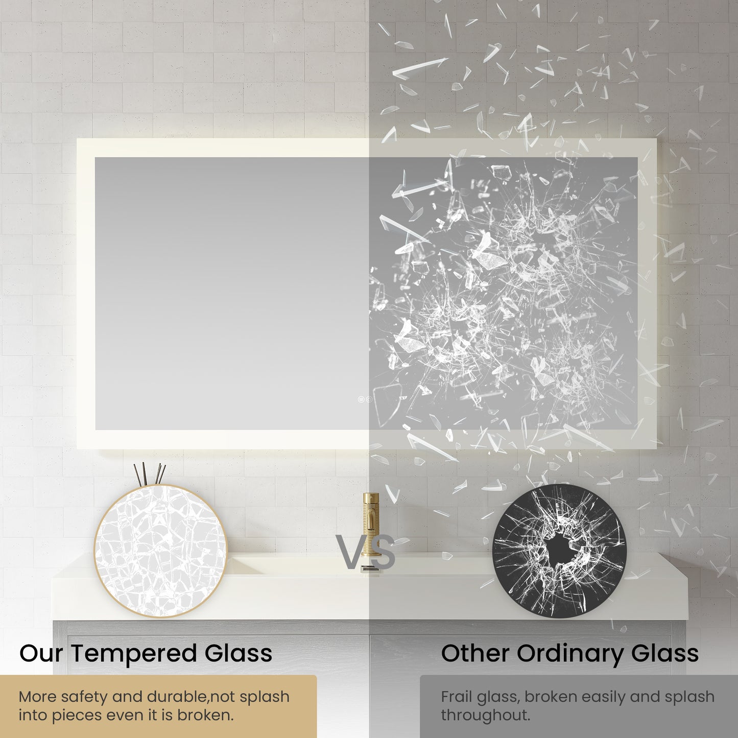 Beijing 60" W x 32" H Rectangular Acrylic Frameless LED Wall Mount Bathroom Vanity Mirror