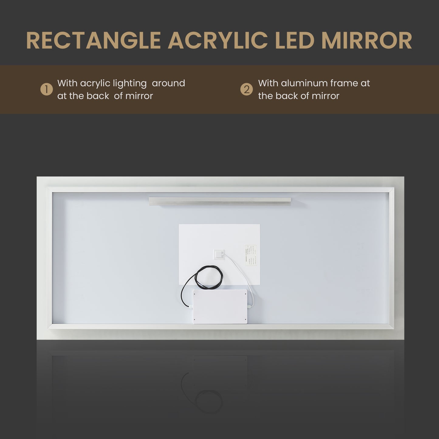 Beijing 72" W x 32" H Rectangular Acrylic Frameless LED Wall Mount Bathroom Vanity Mirror