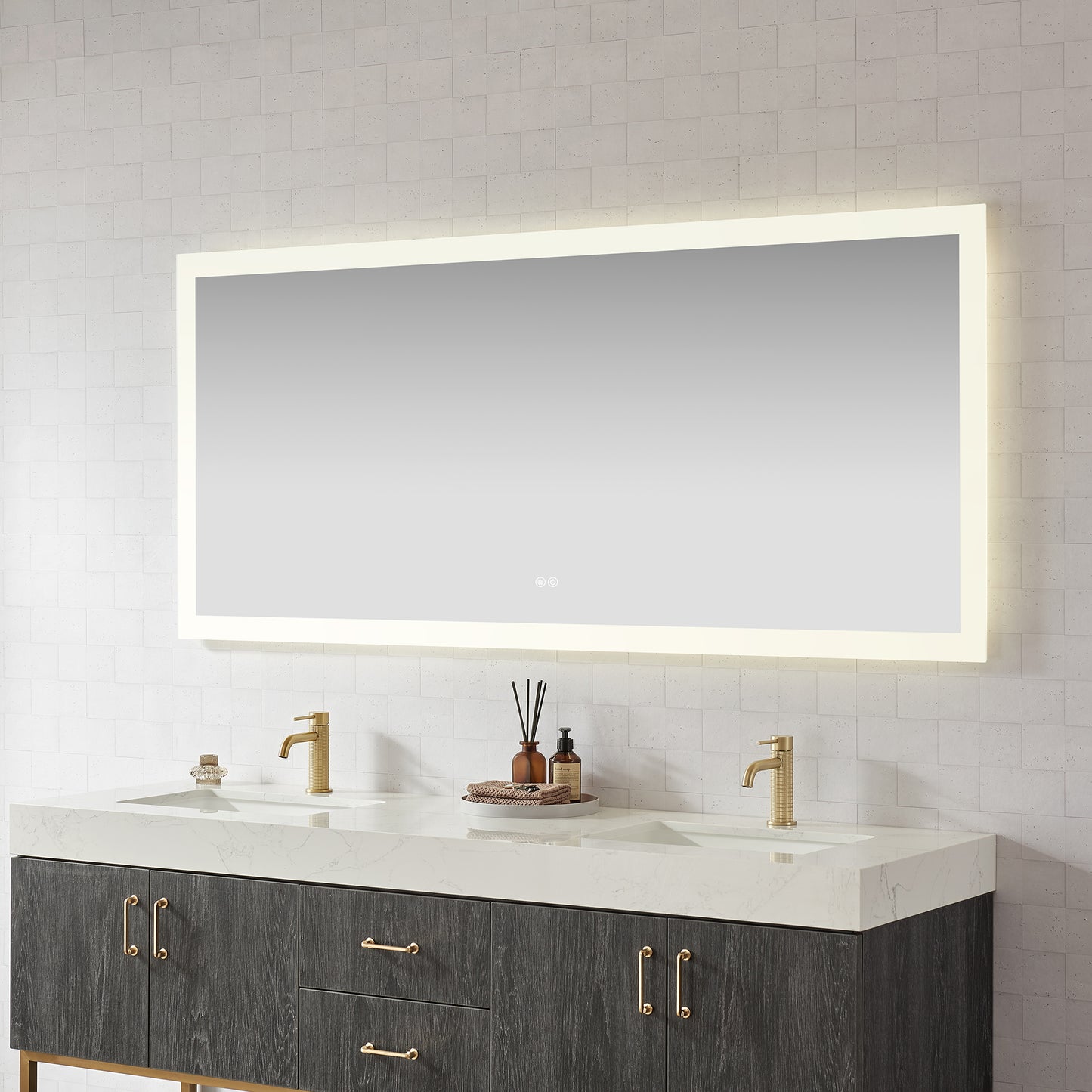 Beijing 72" W x 32" H Rectangular Acrylic Frameless LED Wall Mount Bathroom Vanity Mirror