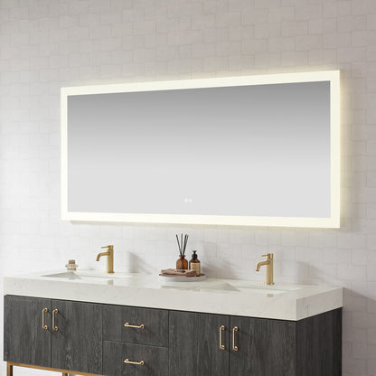 Beijing 72" W x 32" H Rectangular Acrylic Frameless LED Wall Mount Bathroom Vanity Mirror