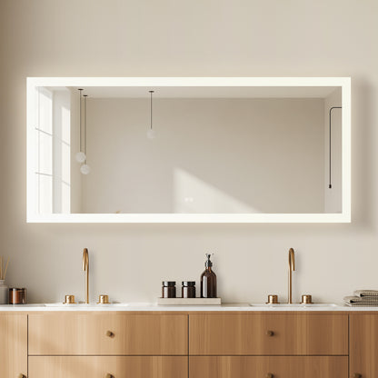 Beijing 72" W x 32" H Rectangular Acrylic Frameless LED Wall Mount Bathroom Vanity Mirror