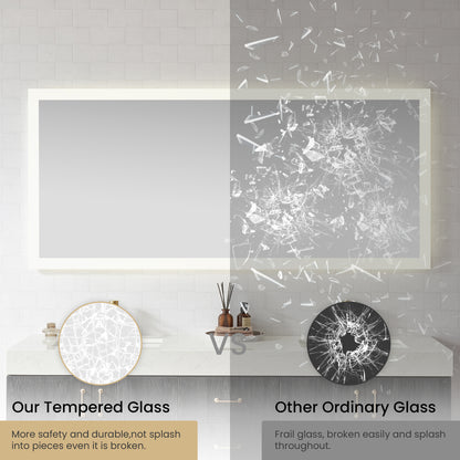 Beijing 72" W x 32" H Rectangular Acrylic Frameless LED Wall Mount Bathroom Vanity Mirror