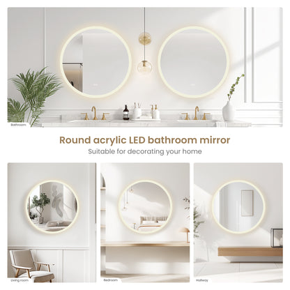Moscow 32" W x 32" H Circular Aluminum Frameless LED Wall Mount Bathroom Vanity Mirror