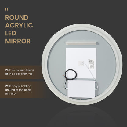 Moscow 32" W x 32" H Circular Aluminum Frameless LED Wall Mount Bathroom Vanity Mirror