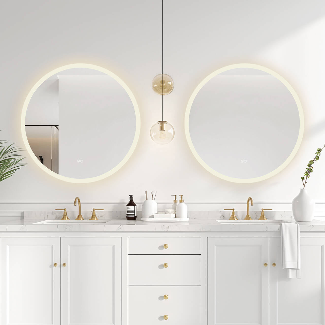 Moscow 32" W x 32" H Circular Aluminum Frameless LED Wall Mount Bathroom Vanity Mirror