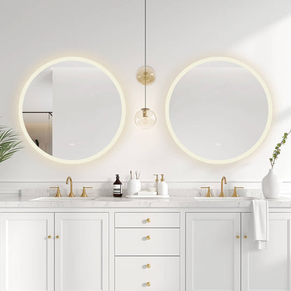Moscow 32" W x 32" H Circular Aluminum Frameless LED Wall Mount Bathroom Vanity Mirror