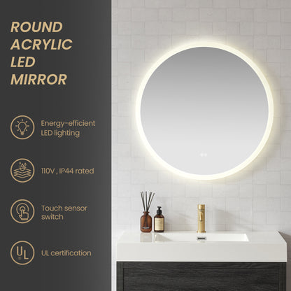 Moscow 32" W x 32" H Circular Aluminum Frameless LED Wall Mount Bathroom Vanity Mirror