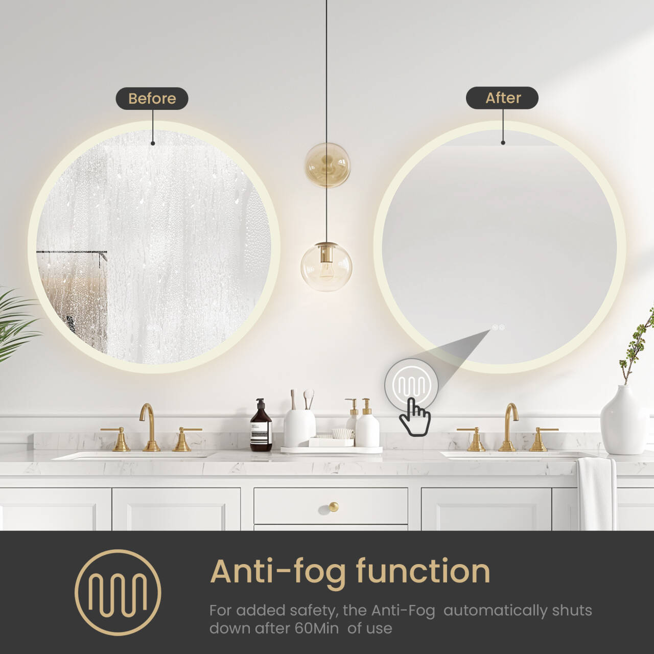 Moscow 32" W x 32" H Circular Aluminum Frameless LED Wall Mount Bathroom Vanity Mirror