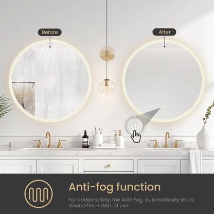 Moscow 32" W x 32" H Circular Aluminum Frameless LED Wall Mount Bathroom Vanity Mirror