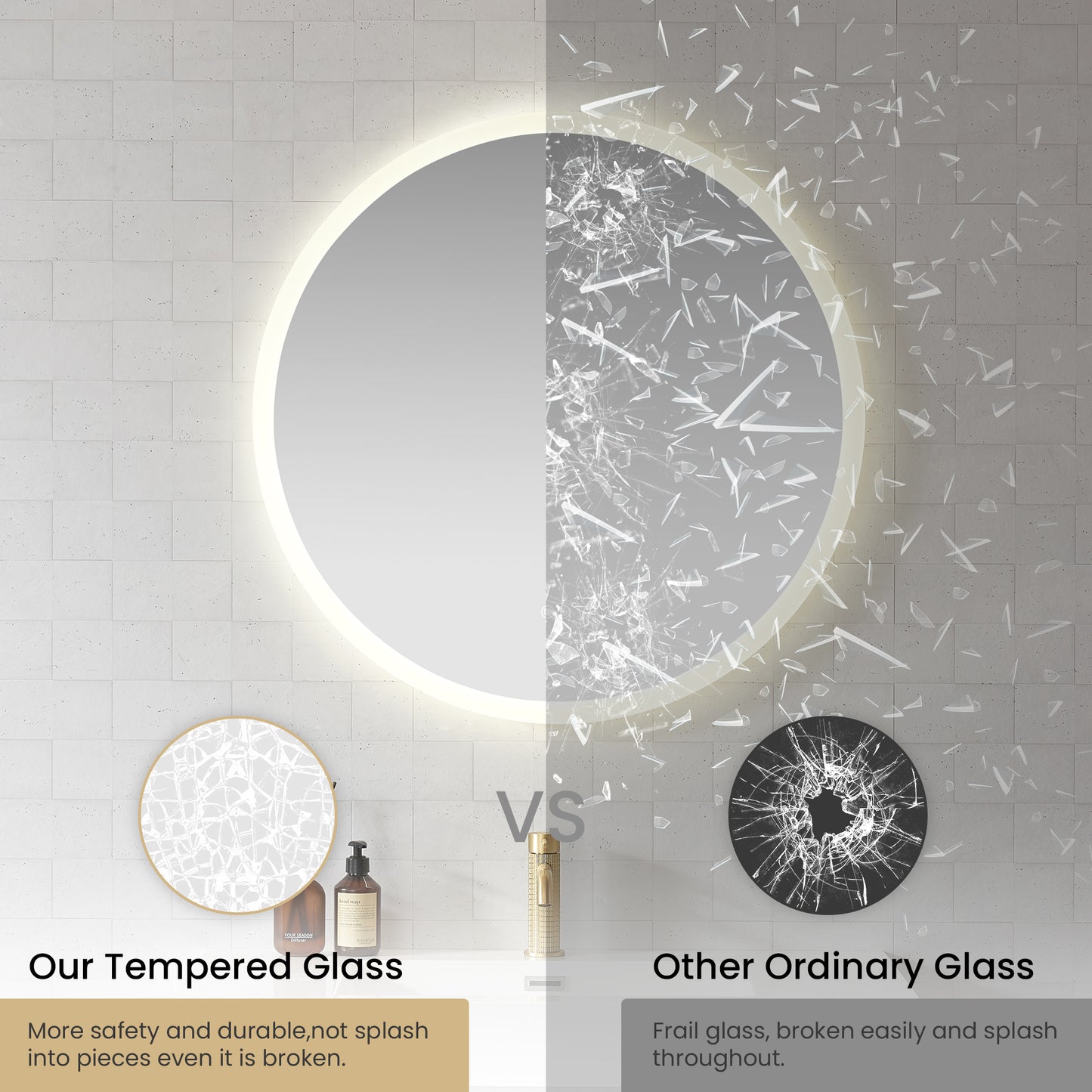 Moscow 32" W x 32" H Circular Aluminum Frameless LED Wall Mount Bathroom Vanity Mirror