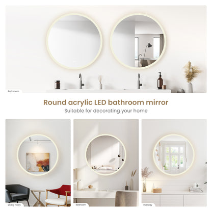 Moscow 36" W x 36" H Circular Aluminum Frameless LED Wall Mount Bathroom Vanity Mirror