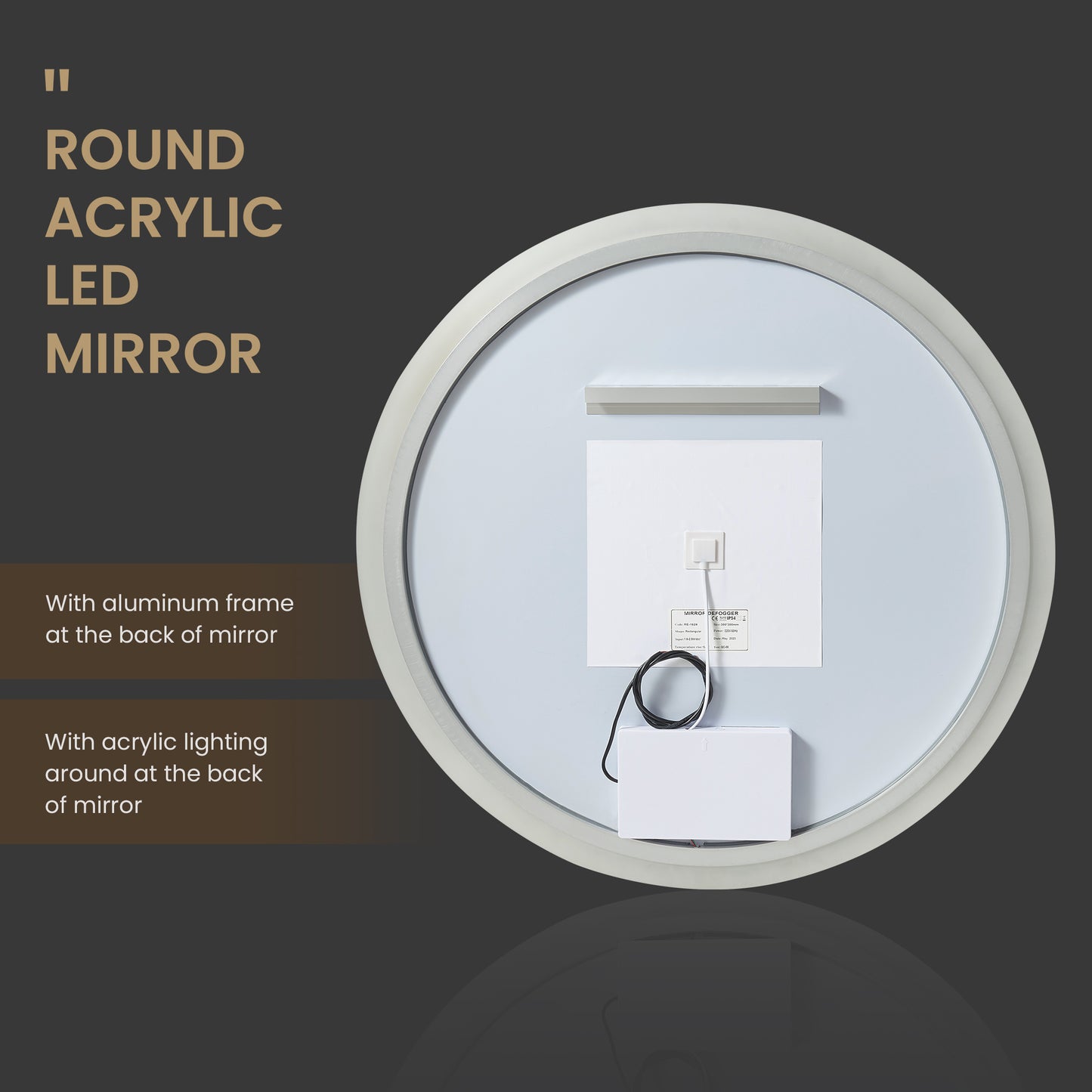 Moscow 36" W x 36" H Circular Aluminum Frameless LED Wall Mount Bathroom Vanity Mirror