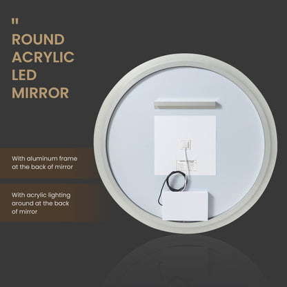 Moscow 36" W x 36" H Circular Aluminum Frameless LED Wall Mount Bathroom Vanity Mirror