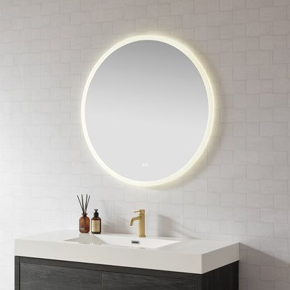 Moscow 36" W x 36" H Circular Aluminum Frameless LED Wall Mount Bathroom Vanity Mirror