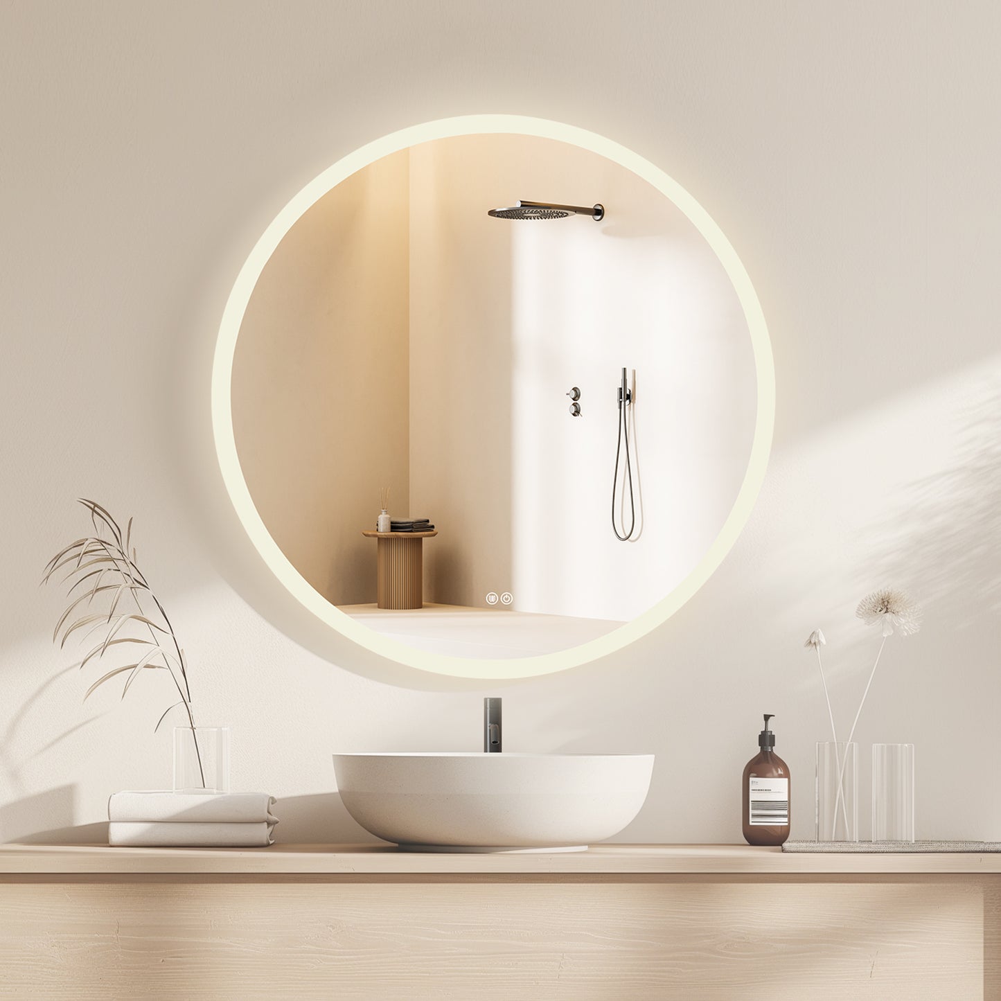 Moscow 36" W x 36" H Circular Aluminum Frameless LED Wall Mount Bathroom Vanity Mirror