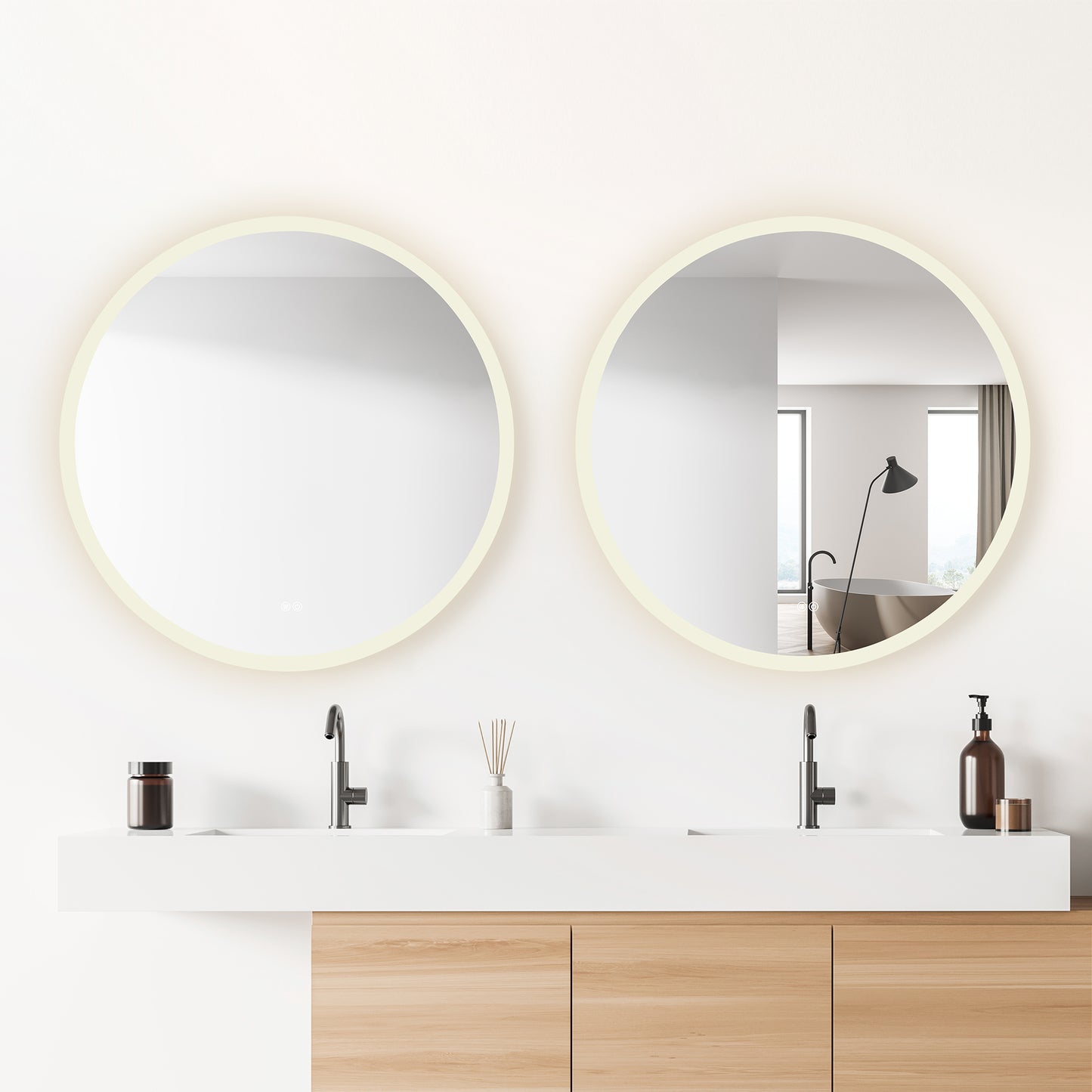 Moscow 36" W x 36" H Circular Aluminum Frameless LED Wall Mount Bathroom Vanity Mirror