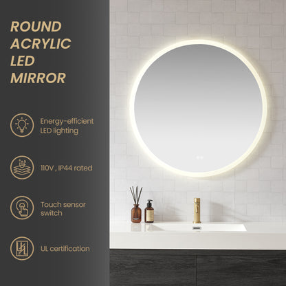 Moscow 36" W x 36" H Circular Aluminum Frameless LED Wall Mount Bathroom Vanity Mirror