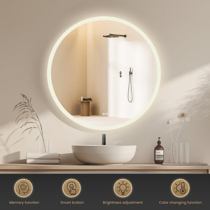 Moscow 36" W x 36" H Circular Aluminum Frameless LED Wall Mount Bathroom Vanity Mirror