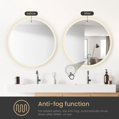 Moscow 36" W x 36" H Circular Aluminum Frameless LED Wall Mount Bathroom Vanity Mirror