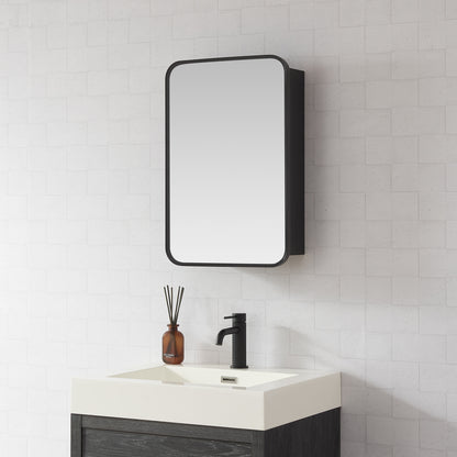 Talayuela 16"W x 24"H Rectangular Aluminum Framed Medicine Cabinet in Brushed Black