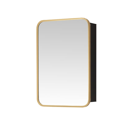 Talayuela 16"W x 24"H Rectangular Aluminum Framed Medicine Cabinet in Brushed Gold