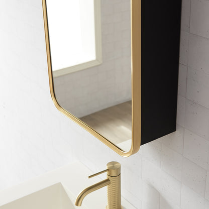 Talayuela 16"W x 24"H Rectangular Aluminum Framed Medicine Cabinet in Brushed Gold