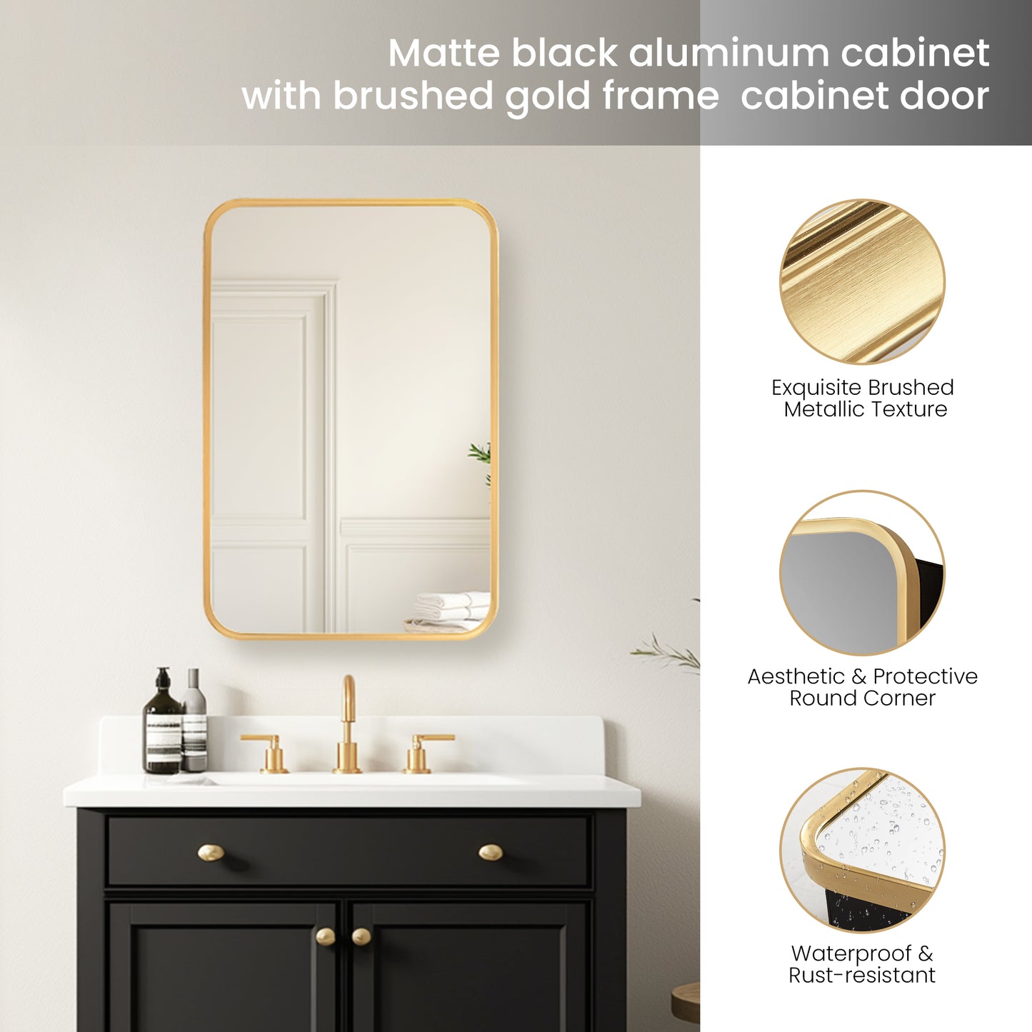 Talayuela 16"W x 24"H Rectangular Aluminum Framed Medicine Cabinet in Brushed Gold